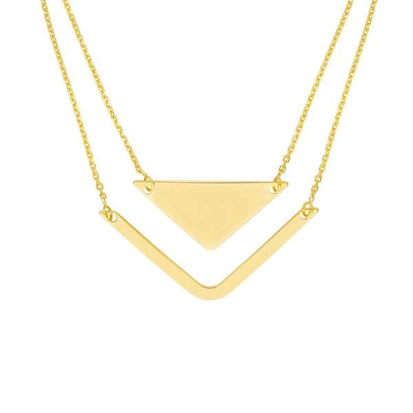 Triangle and Chevron Duo Adjustable Necklace
