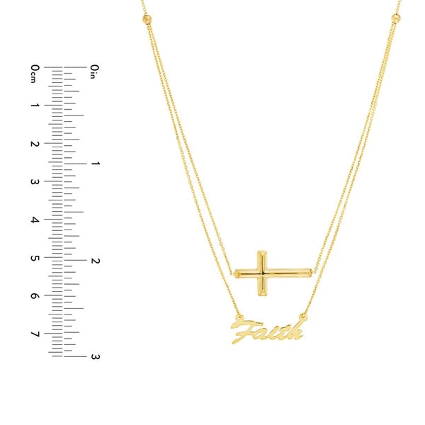 Cross and Faith Layered Duo Adj. Necklace