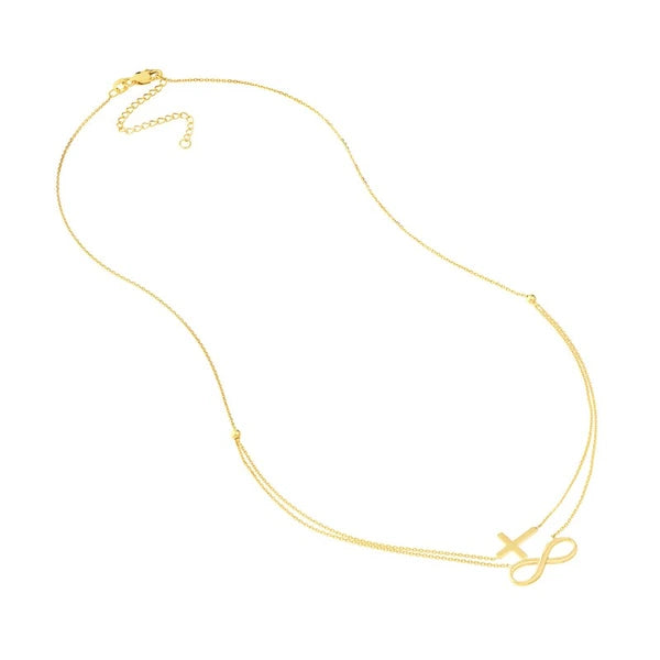 Cross and Infinity Layered Duo Necklace