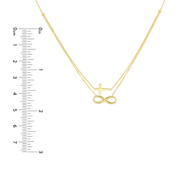 Cross and Infinity Layered Duo Necklace