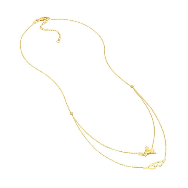 Angel and Wings Layered Duo Adj. Necklace