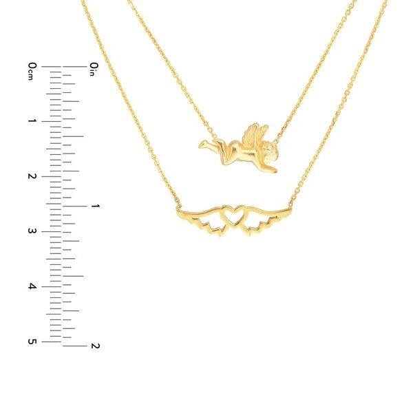 Angel and Wings Layered Duo Adj. Necklace