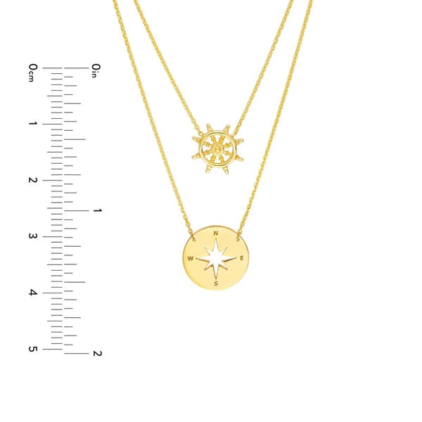 Wheel and Compass Layered Duo Adj. Necklace