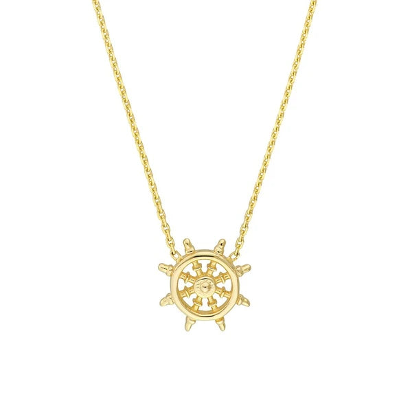 Mini Ship Wheel Adjustable Necklace