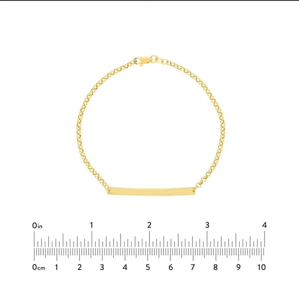 Engravable ID Bar Rolo Chain Bracelet