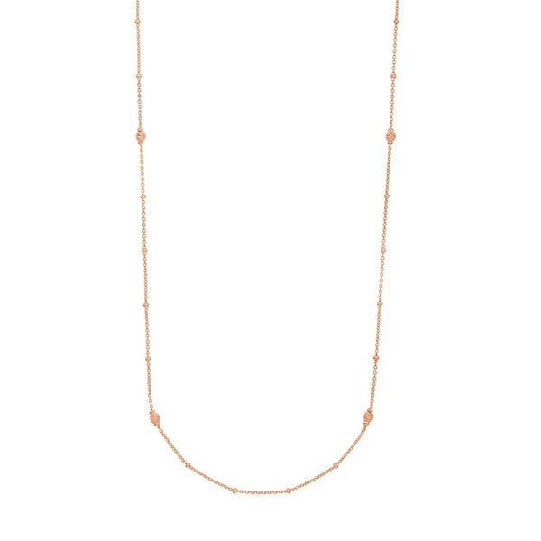 Sterling Silver D/C Bead and Mini Bead Long Necklace