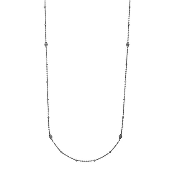 Sterling Silver D/C Bead and Mini Bead Long Necklace