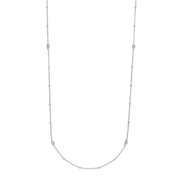 Sterling Silver D/C Bead and Mini Bead Long Necklace