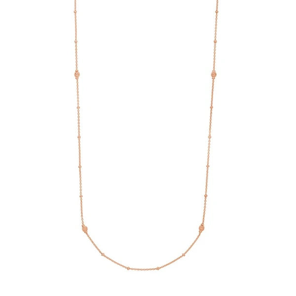 Sterling Silver D/C Bead and Mini Bead Long Necklace