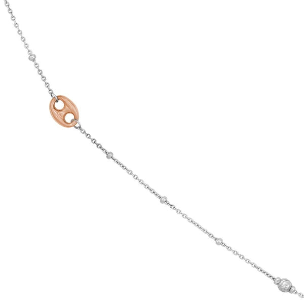 Long And Lovely White/Rose Puff Mariner Bead Necklace