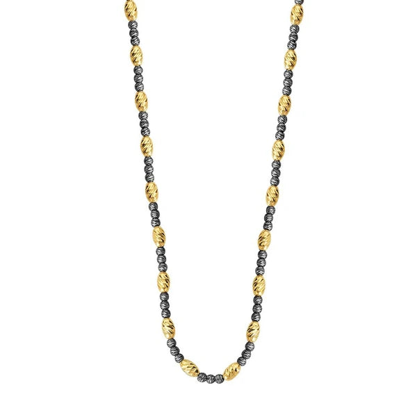 D/c Yell Ov.Bead And Blk Rnd Bead Neck