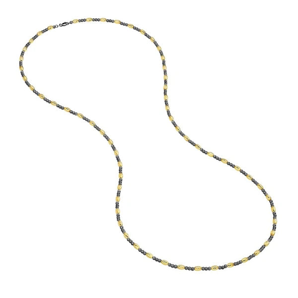 D/c Yell Ov.Bead And Blk Rnd Bead Neck
