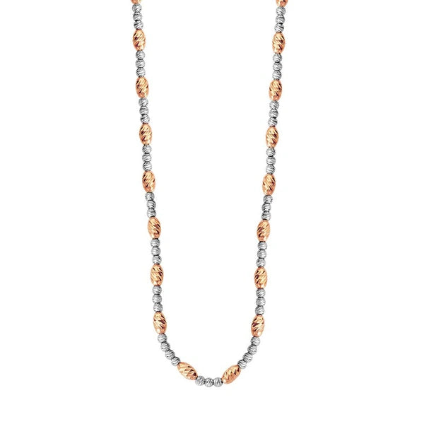 D/C  White and Rose Gold Bead Necklace