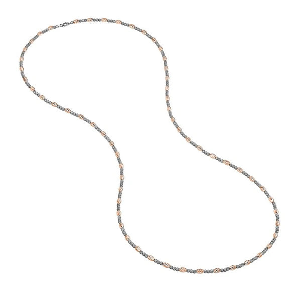D/C  White and Rose Gold Bead Necklace