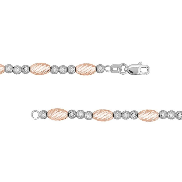 D/C  White and Rose Gold Bead Necklace