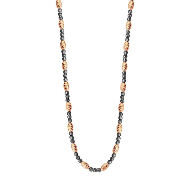 D/c Pink Ov.Bead And Black Rnd Bead Neck