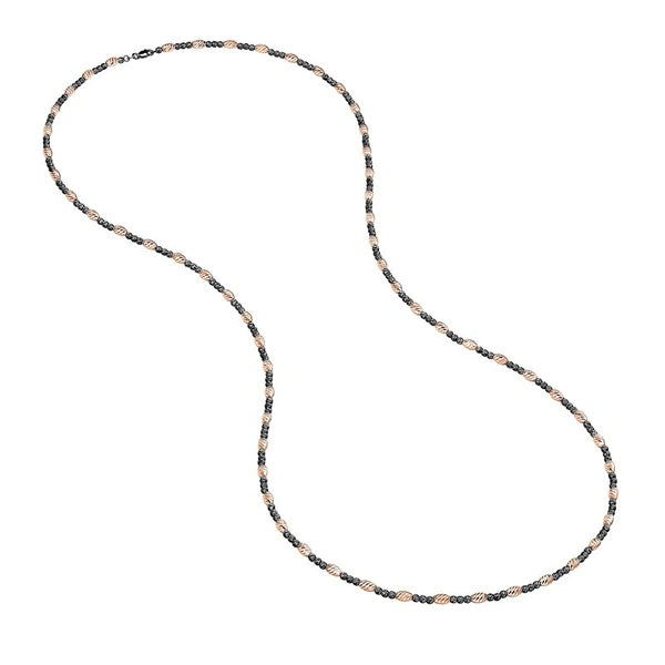 D/c Pink Ov.Bead And Black Rnd Bead Neck