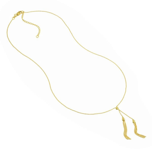 Double Bead and Tassel Lariat Necklace