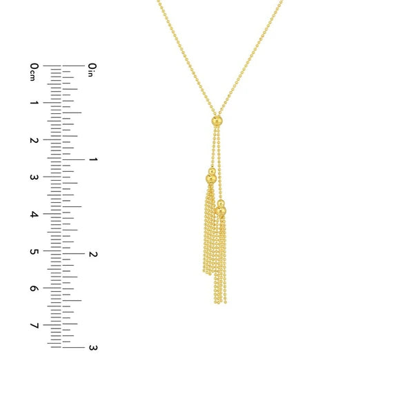 Double Bead and Tassel Lariat Necklace