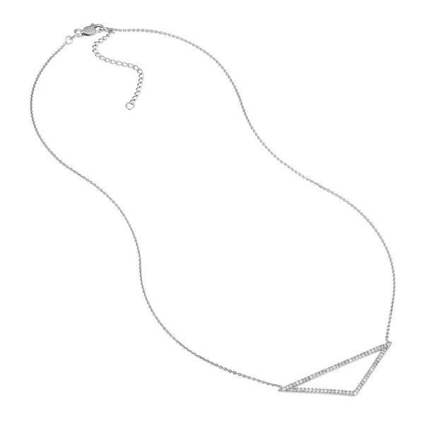 Sterling Silver Elongated CZ Triangle Adjustable Necklace