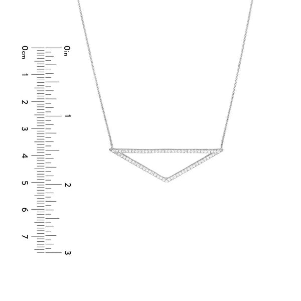 Sterling Silver Elongated CZ Triangle Adjustable Necklace