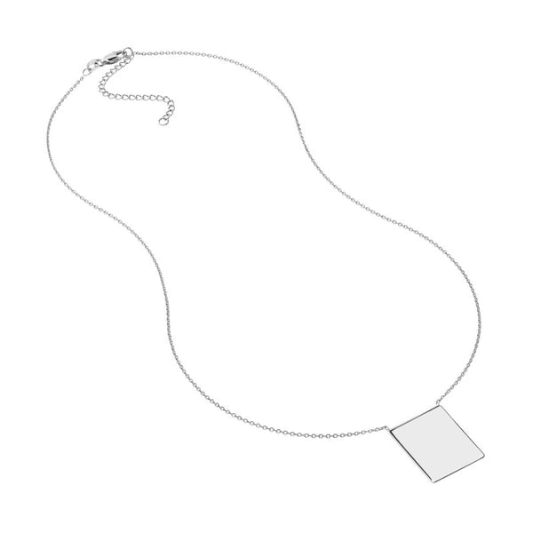 Plated Sterling Silver Engravable Rectangle Necklace