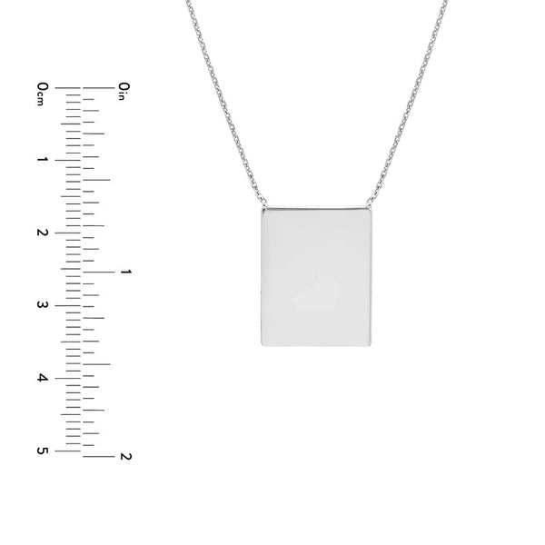 Plated Sterling Silver Engravable Rectangle Necklace