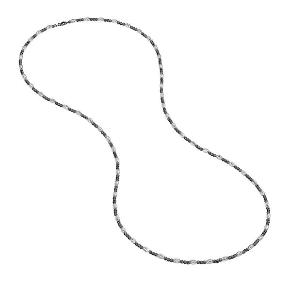 D/c Wht Ov.Bead And Black Rnd Bead Neck