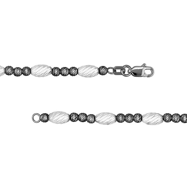 D/c Wht Ov.Bead And Black Rnd Bead Neck