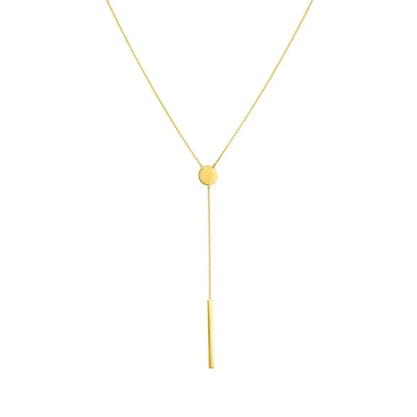 Disc and Bar Lariat Necklace