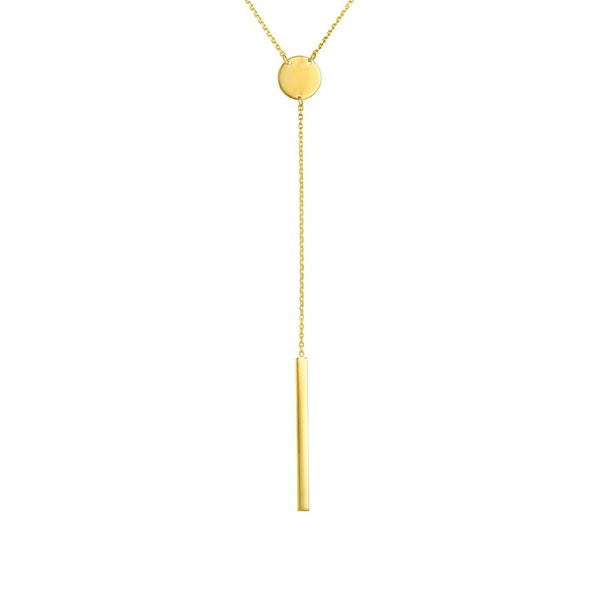 Disc and Bar Lariat Necklace