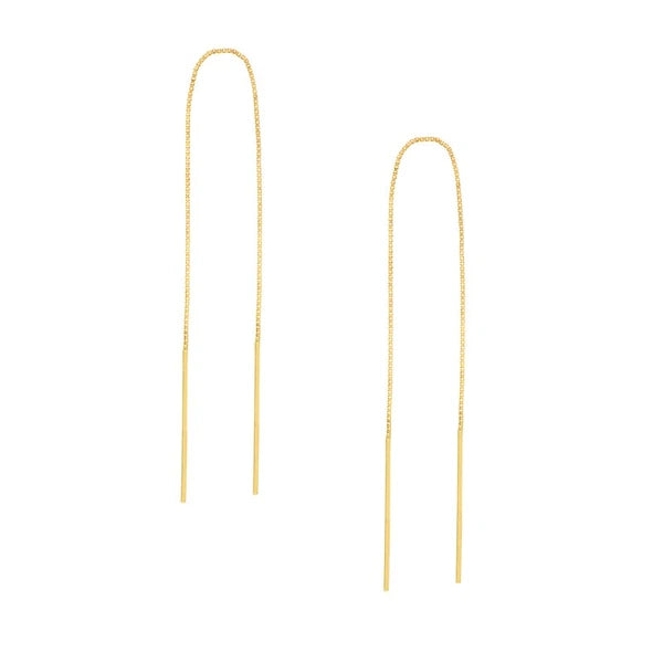 Staple Bar Threader Earrings on Box Chain