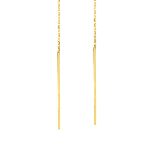 Staple Bar Threader Earrings on Box Chain