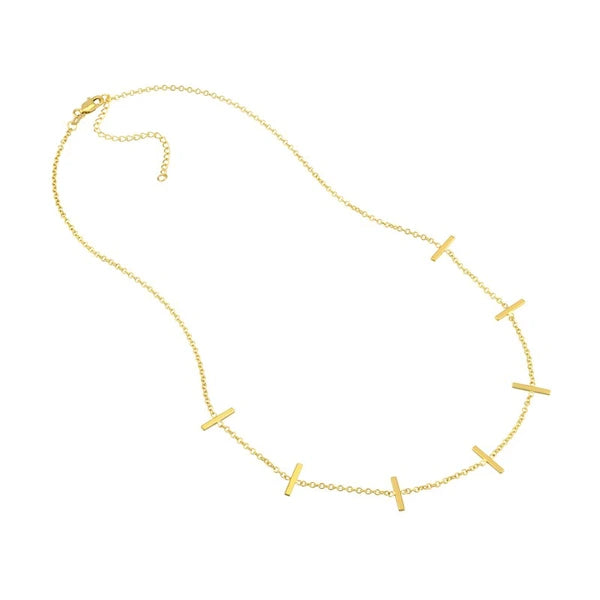 Seven Upright Staple Bars Necklace