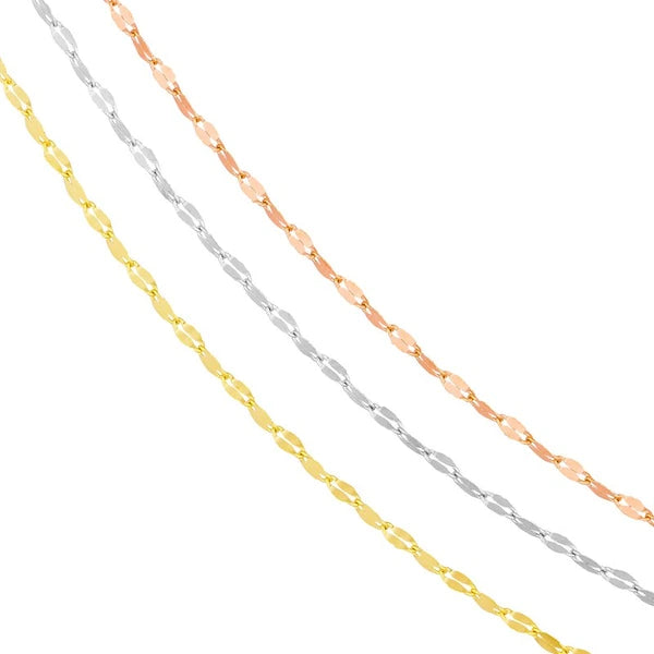 Tri-Color Hammered Mariner Chain Layered Necklace