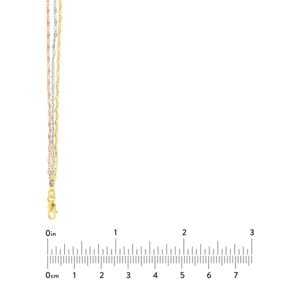 Tri-Color Hammered Mariner Chain Layered Necklace