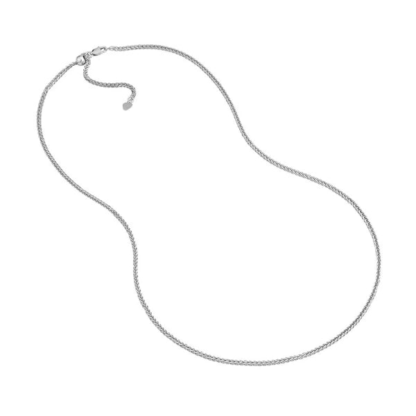 Sterling Silver 2.25mm Adjustable Square Wheat Chain