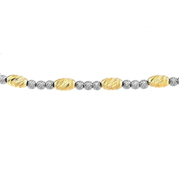 Sterling Silver White and Yellow D/C Beads Bolo Bracelet