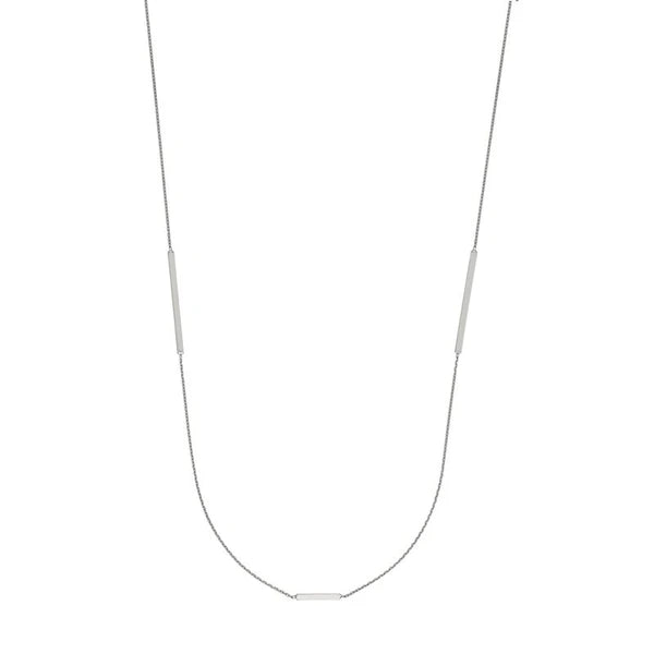 Sterling Silver Staple Bar Station Long Necklace