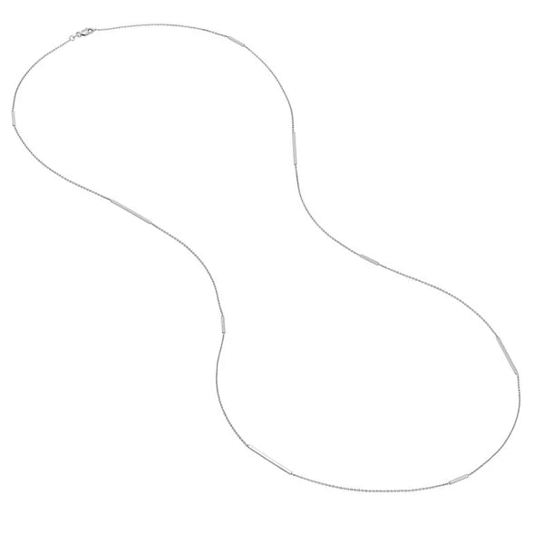 Sterling Silver Staple Bar Station Long Necklace