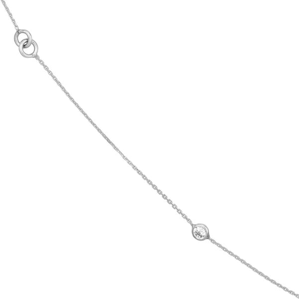 Sterling Silver Interlocking Circles Station Long Necklace