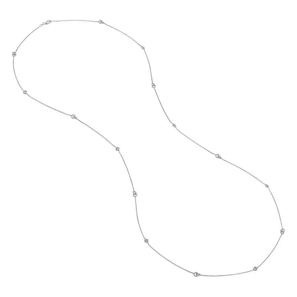 Sterling Silver Interlocking Circles Station Long Necklace