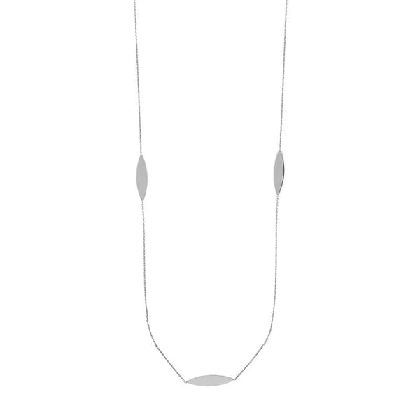 Sterling Silver Marquise Station Long Necklace