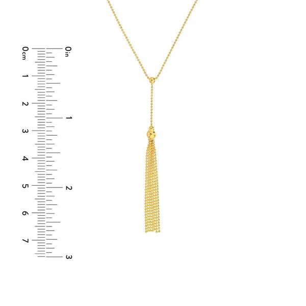 Movable Bead and Tassel Lariat Necklace