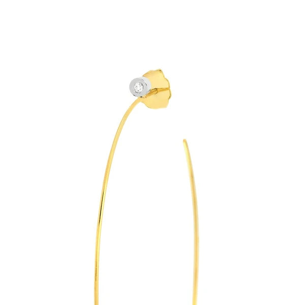 50mm Open End Hoop Earrings with 3pt Diamond Bezel