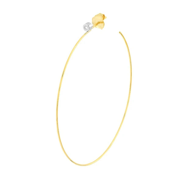 50mm Open End Hoop Earrings with 3pt Diamond Bezel