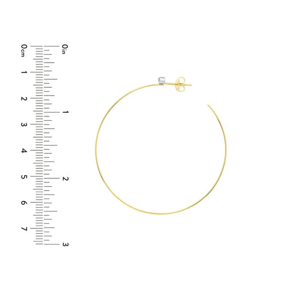 50mm Open End Hoop Earrings with 3pt Diamond Bezel