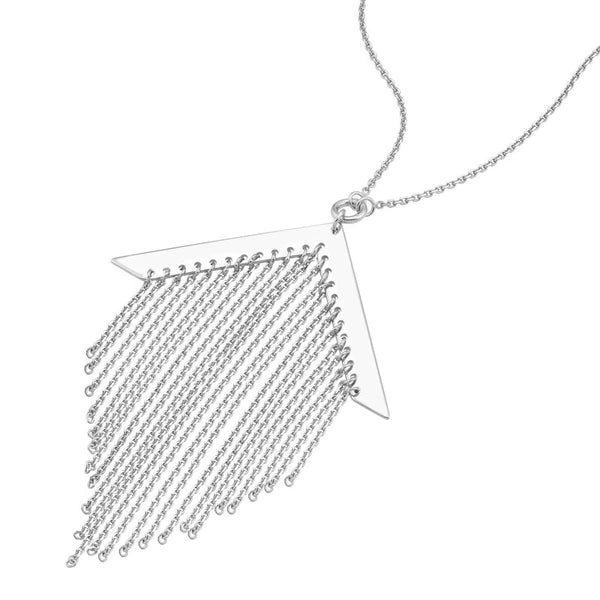Sterling Silver Chevron Fringe Adjustable Necklace