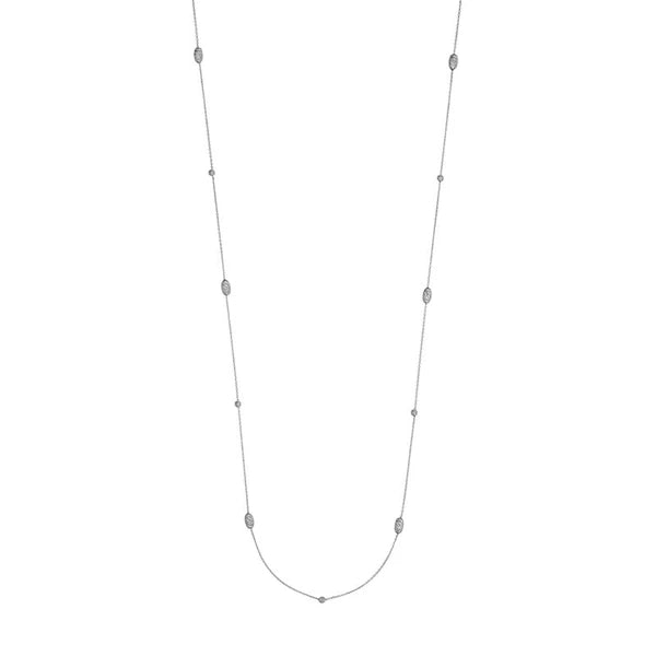 Sterling Silver Diamond-Cut Bead Station Long Necklace