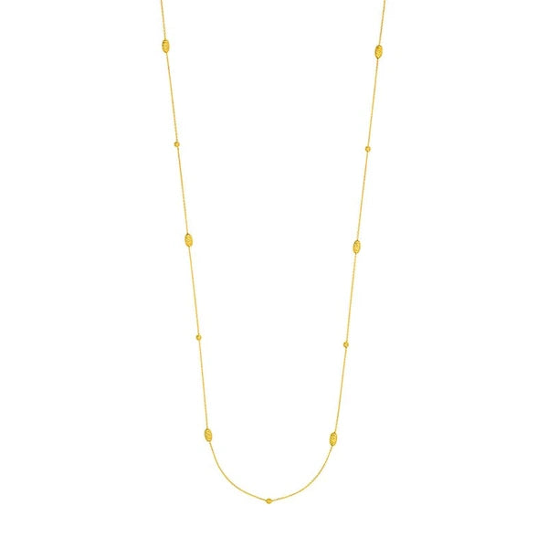 Sterling Silver Diamond-Cut Bead Station Long Necklace